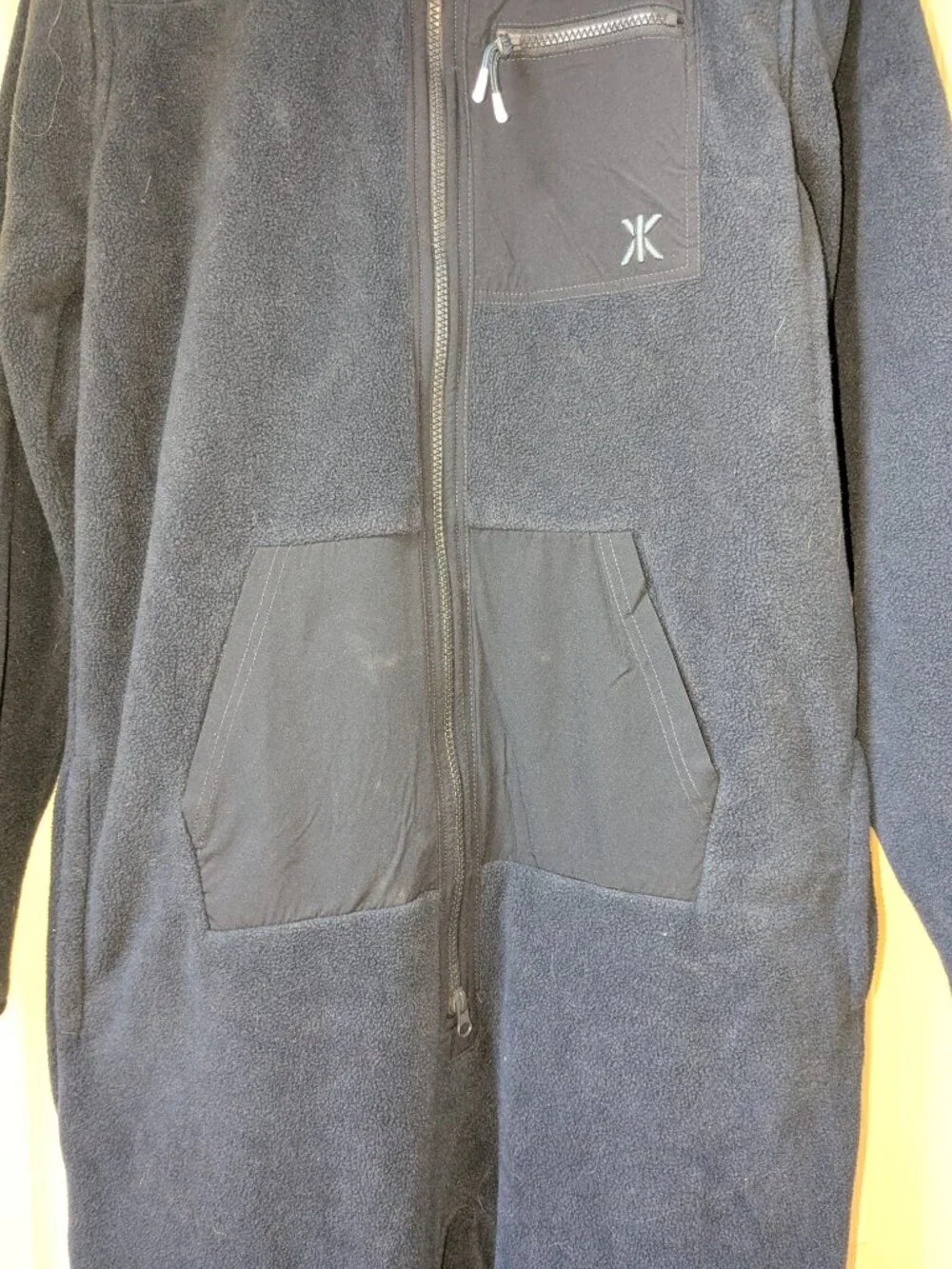 Onepiece Norway Navy Blue Fleece Jumpsuit Medium Sherpa Collar Mens Lounge Zip - Picture 3 of 16